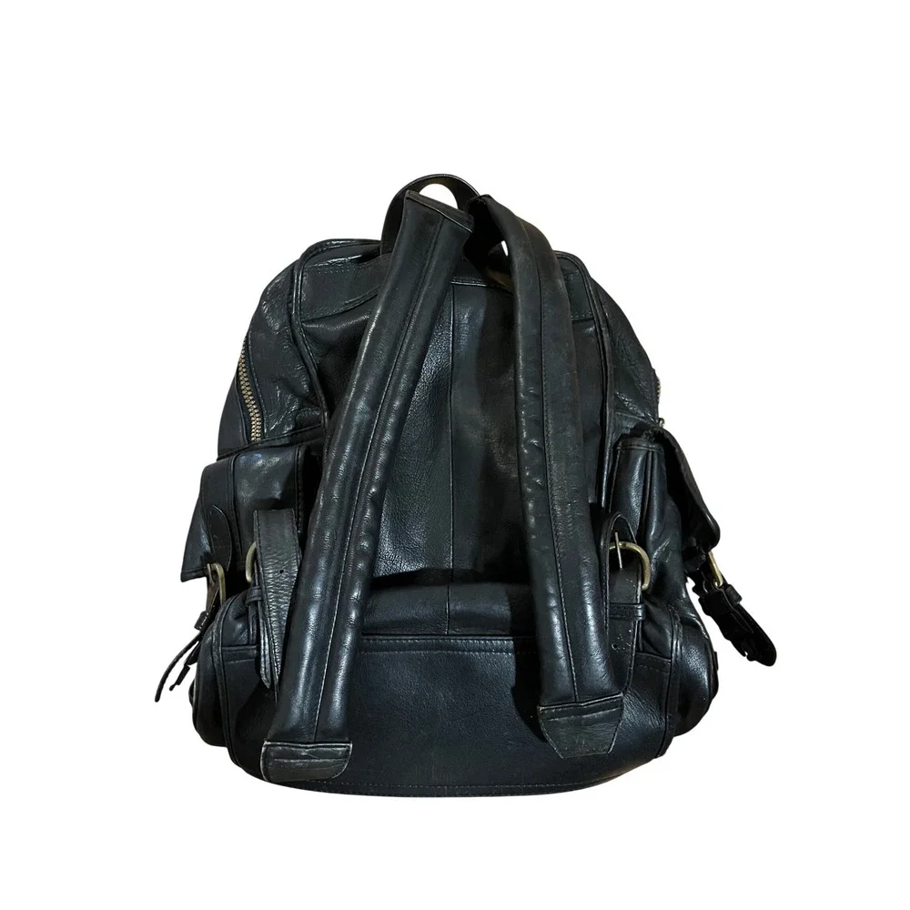 Vintage Dakota by Tumi Black Leather Backpack Vintage Rucksack Multi Pocket